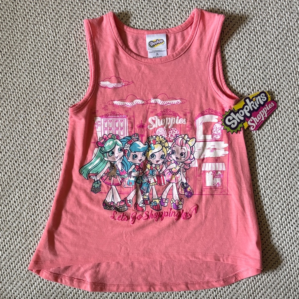Top Shopkins girls new size XS(4/5) Let’s Go Shopping 96% polyester 4% spandex